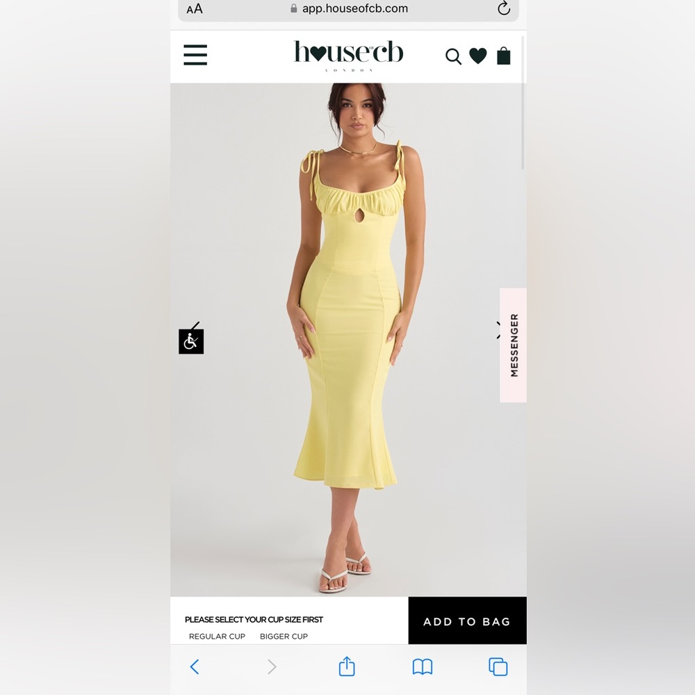 House of CB Lemon Yellow Tie-Shoulder Midi Dress